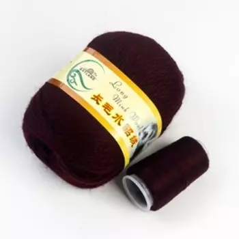 Пряжа Норка длинноворсовая 100% пух норки 50 г/350 м+нитки (29 баклажан)