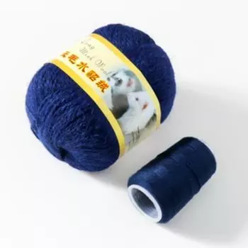 Пряжа Норка длинноворсовая 100% пух норки 50 г/350 м+нитки (68 синий)