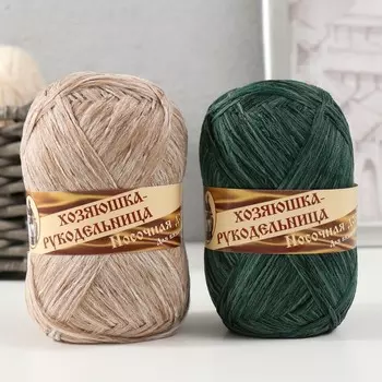 Пряжа "Носочная добавка" 100% полипропилен 200±20м/50гр набор 2шт (зеленый, лен)