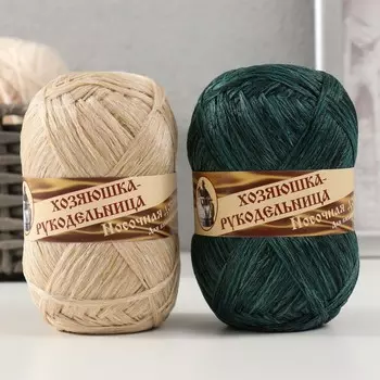 Пряжа "Носочная добавка" 100% полипропилен 200±20м/50гр набор 2шт (зеленый, бежевый)