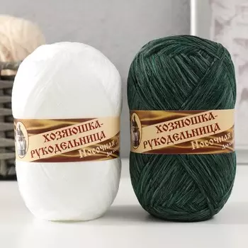 Пряжа "Носочная добавка" 100% полипропилен 200±20м/50гр набор 2шт (зеленый, белоснежный)