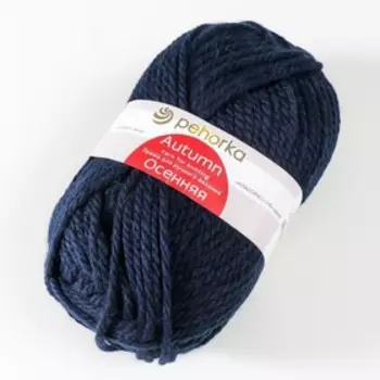 Пряжа для вязания спицами, крючком «Пехорский текстиль. Осенняя», 25% шерсть, 75% акрил высокообъемный, 150 м/200г, (04 т. синий)