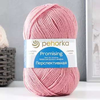 Пряжа "Перспективная" 50% мериносовая шерсть, 50% акрил объёмный 270м/100гр (21-Брусника)