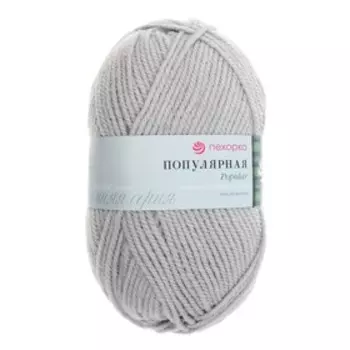 Пряжа для вязания спицами, крючком «Пехорский текстиль. Популярная», 50% шерсть, 50% акрил, 133 м/100 г, (08 св. серый)