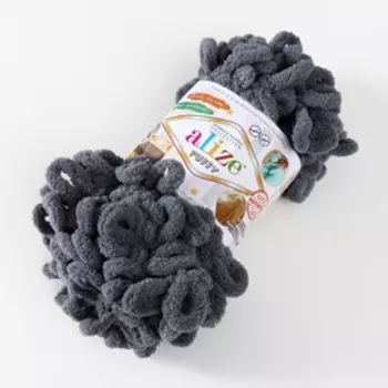 Плюшевая пряжа для вязания руками ALIZE, Puffy, 100 % микрополиэстер, 9 м/100 г, (87 св. угольный)