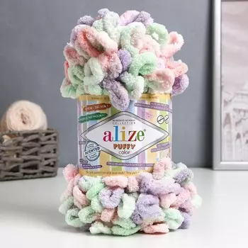 Плюшевая пряжа для вязания руками ALIZE, Puffy color, 100 % микрополиэстер, 9 м/100 г, (5938)