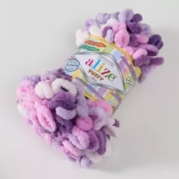 Плюшевая пряжа для вязания руками ALIZE, Puffy color, 100 % микрополиэстер, 9 м/100 г, (6305)