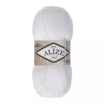 Пряжа "Sal sim" 95% акрил, 5% металлик 460м/100гр (55 белый)