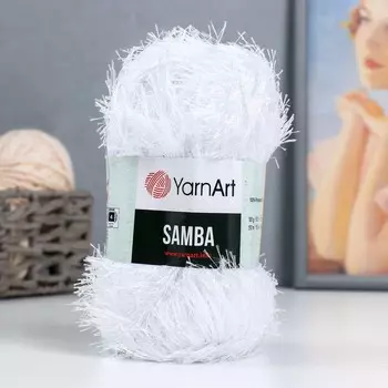 Пряжа для вязания спицами, крючком YarnArt, Samba, 100% полиэстер, 150 м/100 г, (501 яр. белый)
