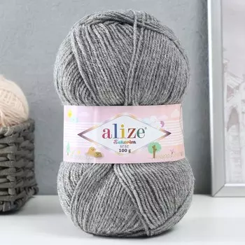 Пряжа "Sekerim Bebe" 100% акрил 320м/100гр (197 темно-сер.меланж)