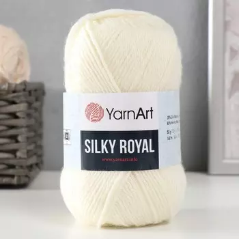 Пряжа для вязания спицами, крючком YarnArt, Silky Royal, 65% мериносовая шерсть, 35% искусственный шёлк, 140 м/50 г, (430 молочный)