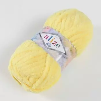 Плюшевая пряжа для вязания спицами, крючком ALIZE, Softy mega, 100% микрополиэстер, 70 м/100 г, (187 лимонный)