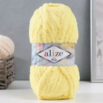 Плюшевая пряжа для вязания спицами, крючком ALIZE, Softy mega, 100% микрополиэстер, 70 м/100 г, (187 лимонный)