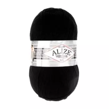 Пряжа "Superlana tig" 25% шерсть, 75% акрил 570м/100гр (60 черный)