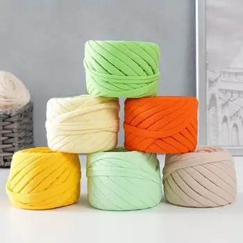 Пряжа трикотажная 6х20м,вес 400±30гр, ширина нити 7-8 мм, набор 6 шт (Ассорти 4)