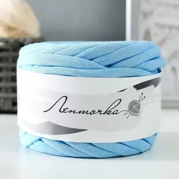 Пряжа трикотажная широкая 50м/160±20гр, ширина нити 7-9 мм (050 св.голубой) МИКС