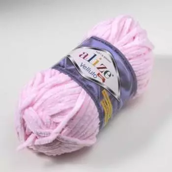 Плюшевая пряжа для вязания спицами, крючком ALIZE, Velluto, 100% микрополиэстер, 68 м/100 г, (31 детский розовый)