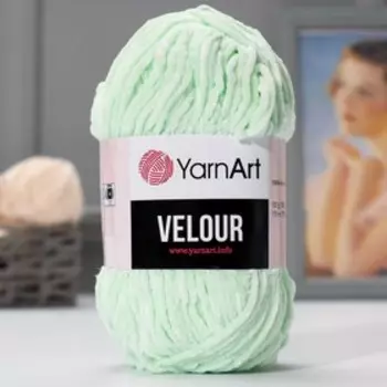 Плюшевая пряжа для вязания спицами, крючком YarnArt, Velour, велюровая, 100% микрополиэстер, 170 м/100 г, (845 мята)