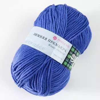 Пряжа "Зимняя премьера" 50%меринос.шерсть, 50% акрил объёмный 150м/100гр (100-Корол. синий)