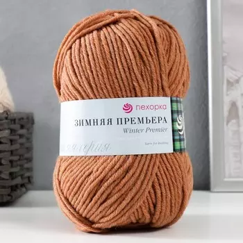 Пряжа "Зимняя премьера" 50%меринос.шерсть, 50% акрил объёмный 150м/100гр (1002-Карамель)