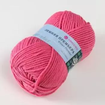 Пряжа "Зимняя премьера" 50%меринос.шерсть, 50% акрил объёмный 150м/100гр (378-Герань)