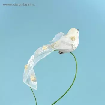 Птичка с цветами на прищепке, 20 см