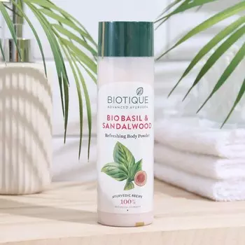 Пудра для тела BIOTIQUE, био базилик и сандаловое дерево, 150 г