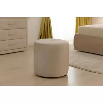 Пуф круглый малый «Рондель» с пуговицами, 900900500 мм, премиум велюр, цвет лунный луч