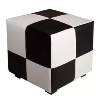 Пуф «Марио», 400400380 мм, экокожа, цвет чёрный/белый