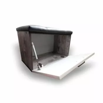 Пуф-обувница «Грейвуд», 600 350 410 мм, цвет пайн бетон тёмный / пайн бетон светлый