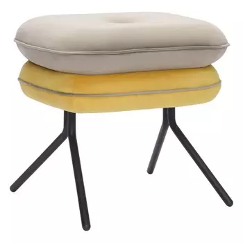 Пуф Pea, 497403425 мм, велюр, цвет бежевый / жёлтый