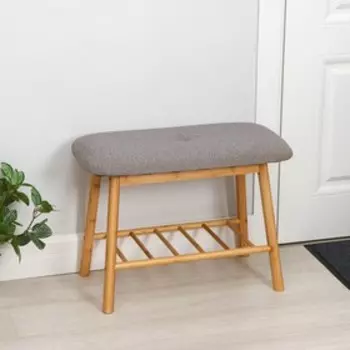 Пуфик для прихожей, 59×30×44 см, бамбук, цвет серый