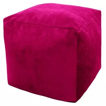 Пуфик «Куб», микровельвет, цвет малиновый