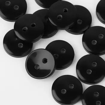 Пуговица 2 прокола, d = 11 мм, 25 шт, цвет чёрный