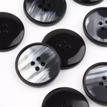 Пуговица, 4 прокола, d = 27 мм, цвет чёрный