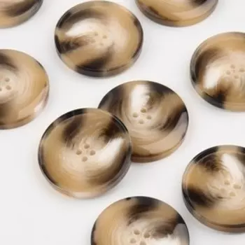 Пуговица, 4 прокола, d = 30 мм, цвет бежевый