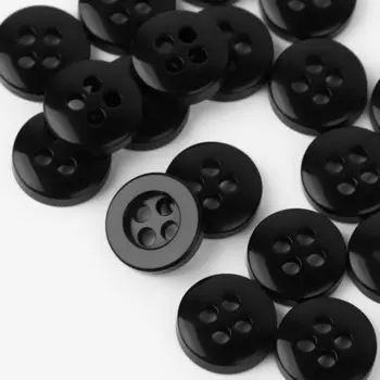 Пуговица 4 прокола, d = 9 мм, 25 шт, цвет чёрный