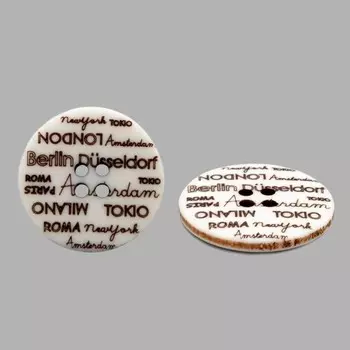 Пуговица 4 прокола «Города», 36 шт