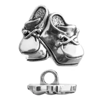 Пуговица «Башмачки»,15 мм (серебро), 72 шт