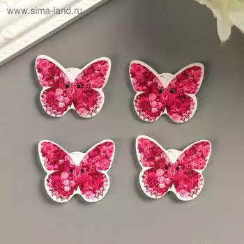 Пуговица декоративная дерево "Бабочка в розах" 2,5х3 см