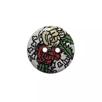 Пуговица деревянная «Цветы» 15 мм (цвет 291), 100 шт