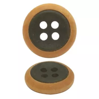 Пуговица деревянная на 4 прокола 24L (02 тёмный серый), 24 шт