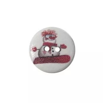 Пуговица деревянная «Новый год» 15 мм (Снеговик 1), 100 шт