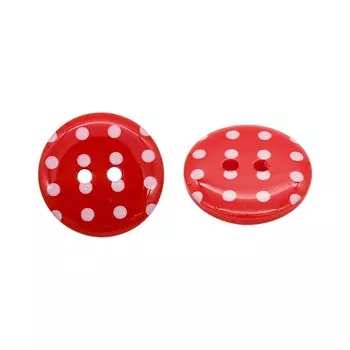 Пуговица «Горошек» 28L (329 красный), 72 шт