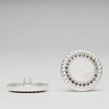 Пуговица «Кристалл с цепью» большая, размер 22 мм, цвет белый