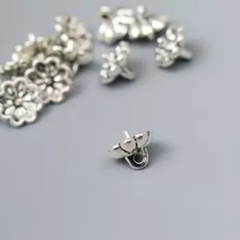 Пуговица металл для творчества "Цветочек" серебро G095B945 1,1х1,1 см