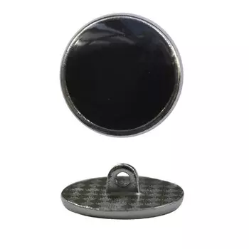 Пуговица металлической на ножке 32L (серебро/черн.), 24 шт