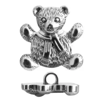 Пуговица «Мишка» под металл (57906) 21 мм (серебро), 72 шт