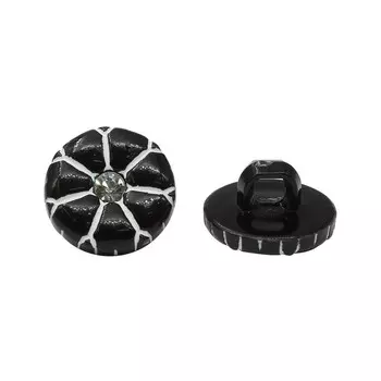 Пуговица на ножке со стразом 20L (чёрный), 50 шт