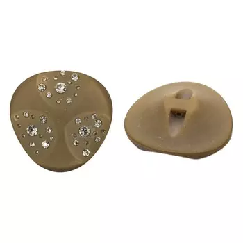 Пуговица пальтовая со стразами на ножке (пластик) 676415 (коричневый), 4 шт